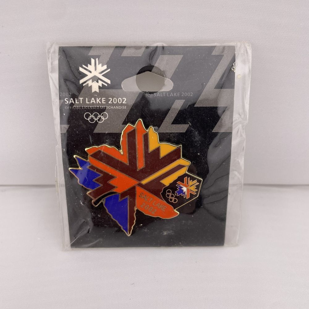 Salt Lake City 2002‎ Olympic Winter Games Logo Pin Card Multi-Color Leaf Pattern